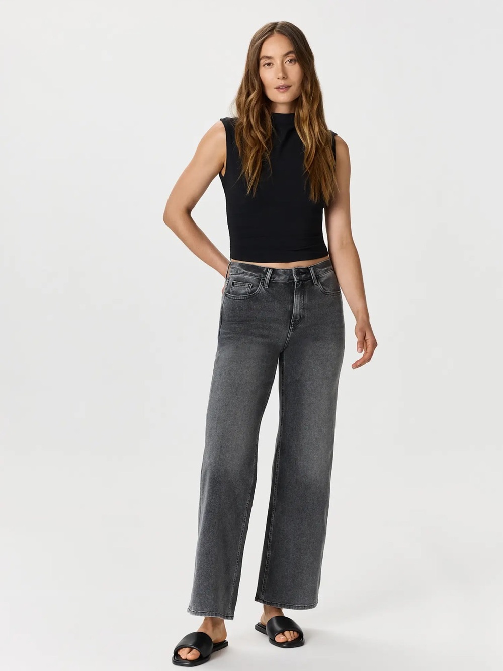 Quince Organic Cotton Bella Stretch Wide Leg Jeans W27 28inseam - Greyed Out